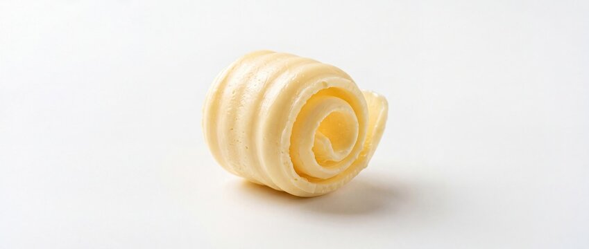 Butter curl isolated on white background dairy food concept