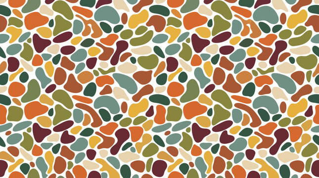 Colorful Pebble Pattern, Mosaic Stones, Rock Texture, Seamless Design isolated on White Background vector eps silhouette