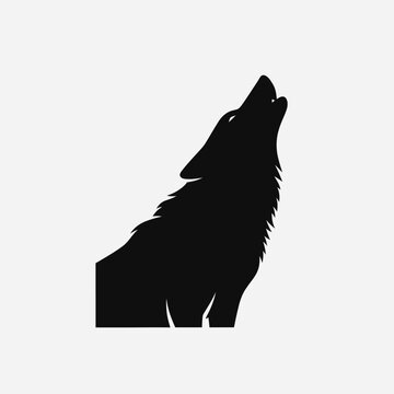Black silhouette of a howling wolf.