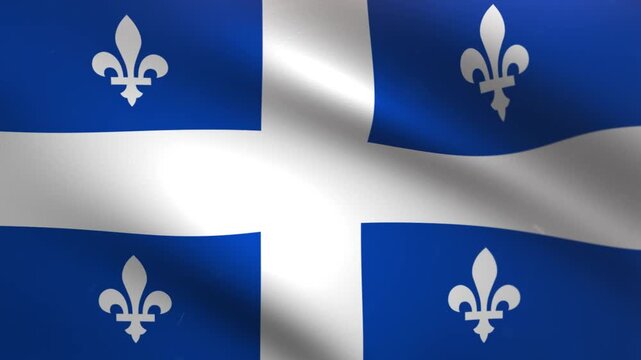 Waving Flag of Quebec Canada Seamless Loop Animation