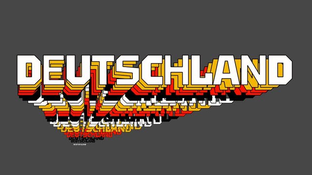 Horizontal Deutschland Kinetic Typography 169 German Pride Word in Friendly Rounded Font with Wave Clones and Team Colors for Football and Sports Overlays