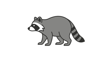 Obraz premium Cute Cartoon Raccoon Walking Isolated on White Background, Vector Illustration