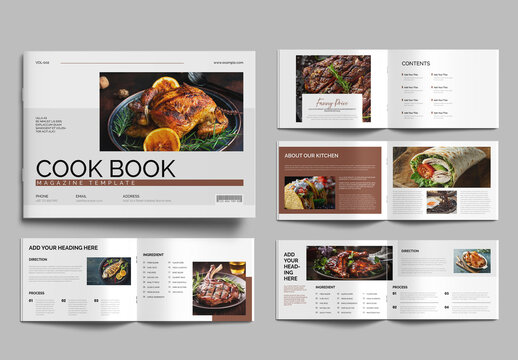 Cookbook Magazine Template Featuring Gourmet Recipes