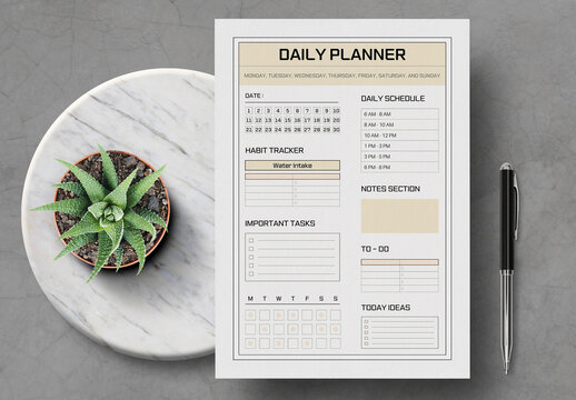 Daily Planner Design Template for Productivity