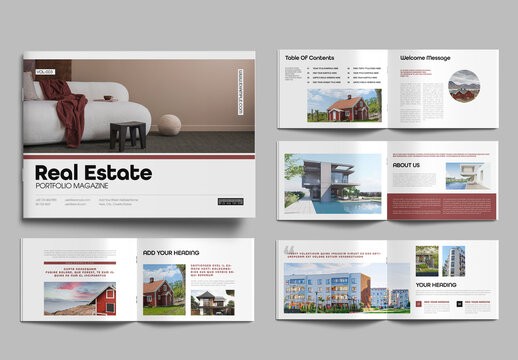 Professional Real Estate Magazine Template with Property Portfolio
