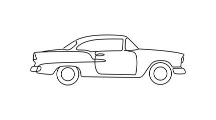 Obraz premium Retro Car Outline Drawing Vector