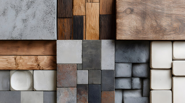 Background with mixed architecture materials for texture boards.