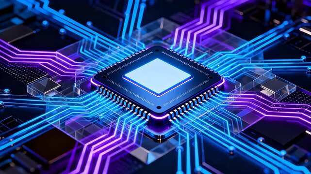 Microchip with glowing circuitry