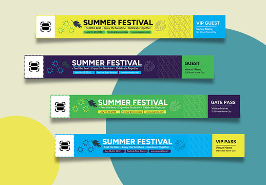 Summer Festival Wristband Templates For Event