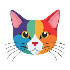 Fototapeta premium Colorful cat face illustration