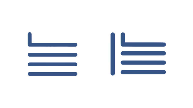 Minimalist blue vector line icons representing text formatting and margin alignment for document editing software interfaces
