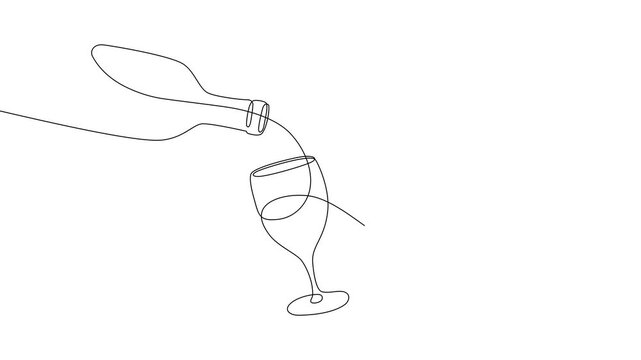 Minimalist Wine Bottle and Glass Line Art Video Animation