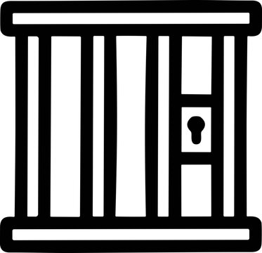 Jail Cell Door Icon, Prison Bars with Lock Symbol, Security and Confinement Concept