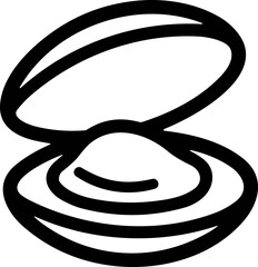 Open Clam Shell Icon, Simple Line Art © Novi