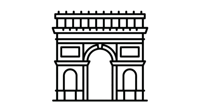 Linear Outline Icon of the Triumphal Arch Monument for Travel and Architecture Design