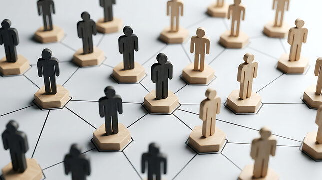 Team Network Connection Concept Wooden Figures