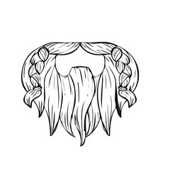 Fototapeta premium Hand drawn ink illustration of a long mens beard