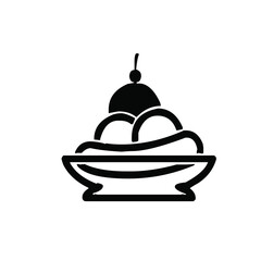 Fototapeta premium Black and white ice cream sundae bowl icon