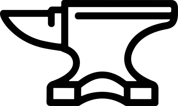 Blacksmith Anvil Icon - Simple Line Art Illustration