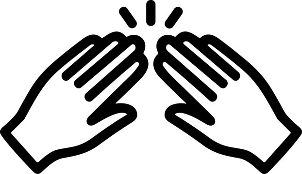 High Five Icon: Two Hands Clapping Together With Sparkles - Success, Celebration, Agreement