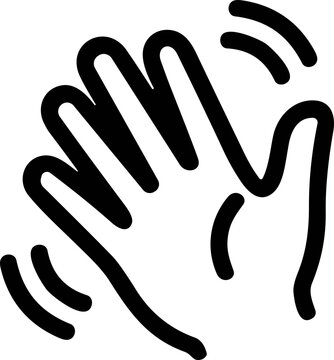 Hand wave gesture icon, simple outline, greeting, hello, goodbye, isolated on white