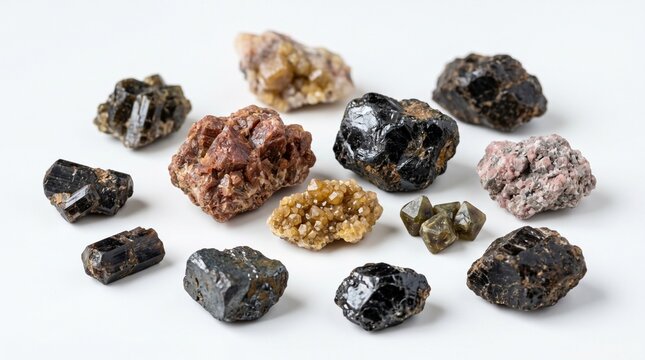 Photo of natural mineral stone specimens with rough texture made by AI generative