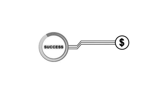 Black success icon with dollar sing and circle animation. Financial success symbol for digital commerce money profit and HUD sci-fi concept animation.
