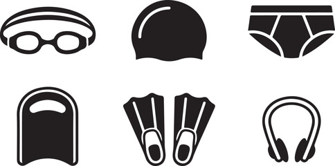 Flat icons set of swimming and beach essentials Vector © rohan