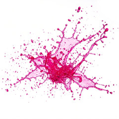 Naklejka premium Pink liquid splash creates an energetic and dynamic pattern against a clean white background for creative design projects.