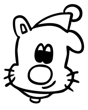 Hand drawn teddy bear wearing beanie hat outline for kid colouring book, tattoo, cartoon, characters, comic, mascot, zoo, souvenir shop, sleep time, bedtime, pet costume, plush toy, kid doll, brooch