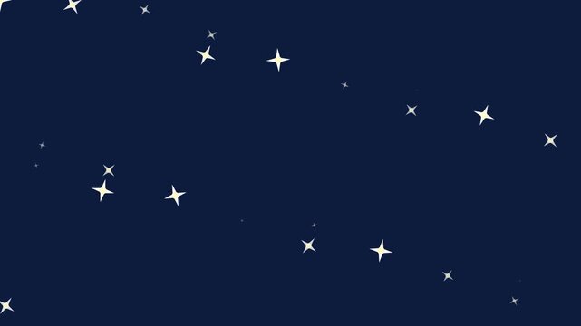Animated night sky with twinkling stars background, dark blue celestial motion animation