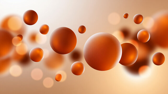 Abstrakte orangefarbene Bokeh-Kreise schweben vor warmem beigem Hintergrund