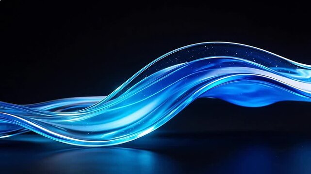 Blue liquid wave on dark background