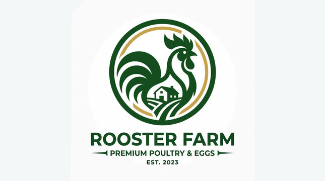 A logo of a rooster farm with premium poultry and eggs is displayed.