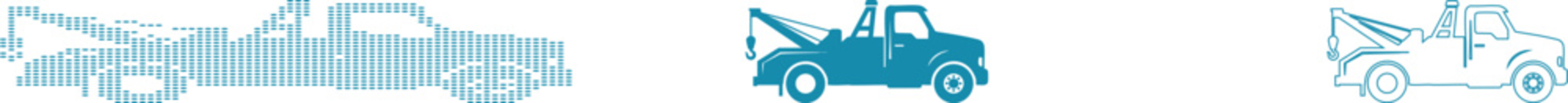 Three Teal Tow Trucks In Different Styles On White Background towing vehicle
