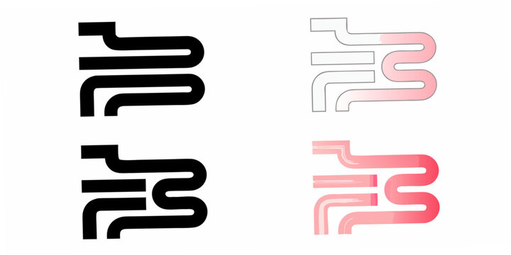 Stylized Interlocking Lettering Design Vector Illustration letters