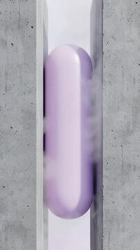 Purple Light Glowing In Concrete Wall Slot.