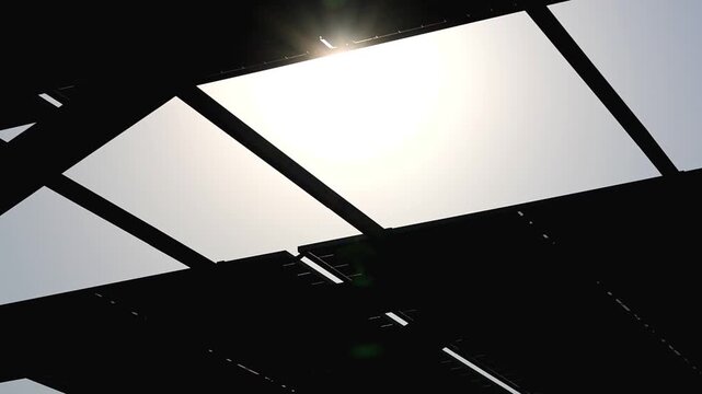 Solar panel installation close up with photovoltaic cell pattern 180fps Captured in Cinematic High Detail Footage