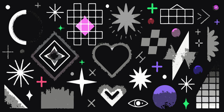 Geometric Shapes And Patterns Retro Synthwave Style Illustration