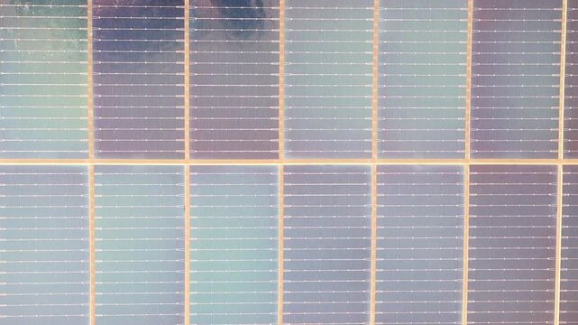 Solar panel installation close up with photovoltaic cell pattern 180fps Captured in Cinematic High Detail Footage