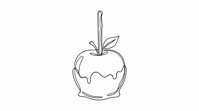 Minimalist Candy Apple Line Art - Sweet Treat Drawing