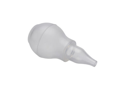 Nasal aspirator for infant nose cleaning, soft silicone baby bulb syringe, medical grade mucus extractor for newborn respiratory care and hygiene isolated on Transparent Background