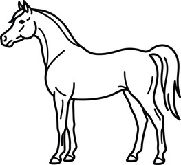 Fototapeta premium Elegant Arabian Horse Silhouette, Side Profile, Clean Line Art Illustration