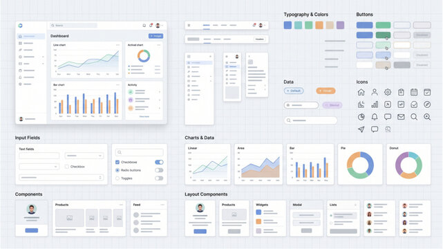 Modern UI Kit Dashboard Interface Elements Clean Minimal Vector
