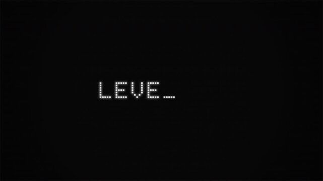 Level Up Retro Gaming Digital Text Animation on Black Background 4k video animation seamless loop