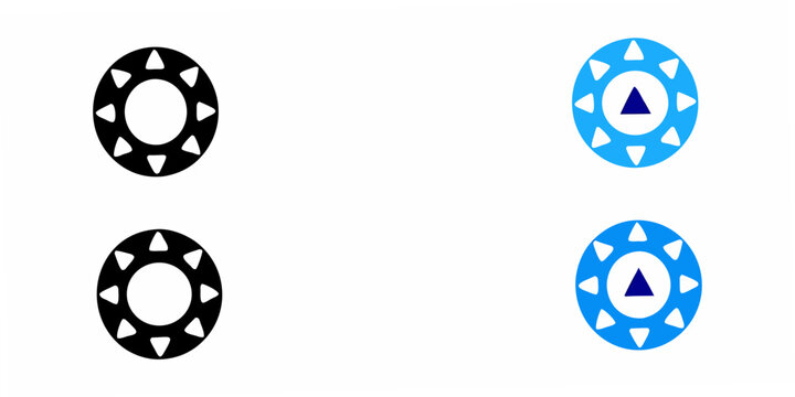 Circular geometric ornament with triangular rays black and blue variations