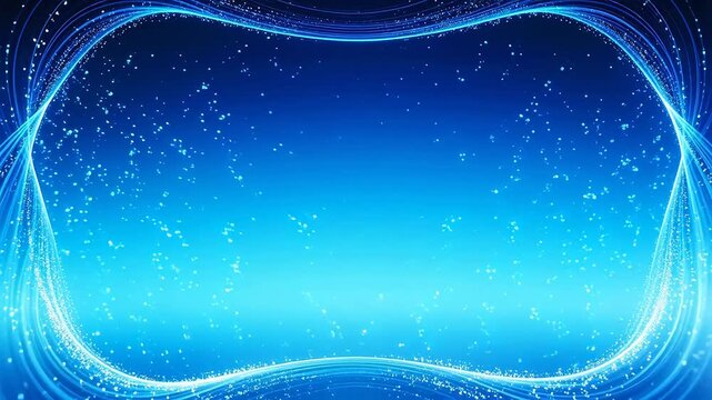 Blue abstract wave pattern with sparkles