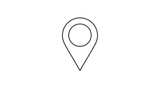 Simple black map pin icon with a circular marker on a white background illustration