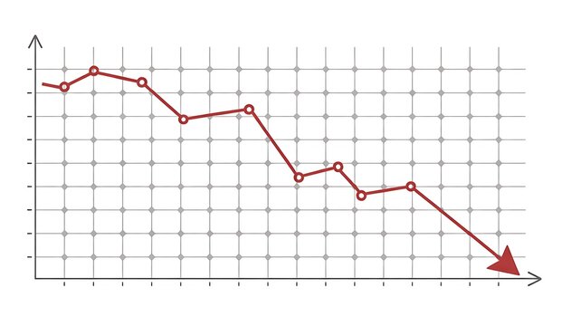 Business decline graph with downward trend line and financial loss analytics chart illustration