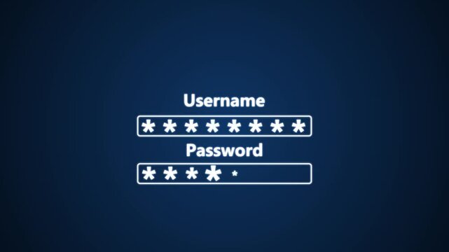 Simple computer display enter your password box prompt, username, user credentials data input, laptop monitor closeup, motion graphic of safety abstract concept. 4k video